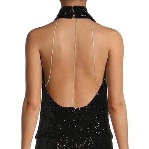 Black Sequin Halter Top